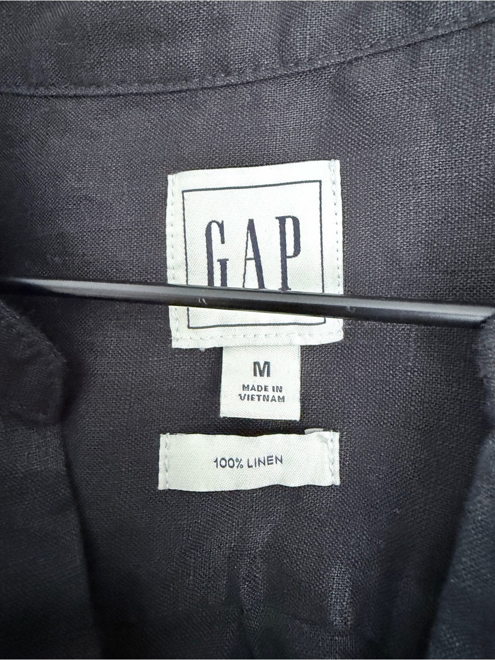 GAP Black Linen popover shirt Blouse long sleeve M - Picture 4 of 6